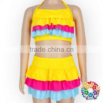 2017 New Arrival Summer Girls Colorful Ruffle Bikini Swimming Wear photo-2