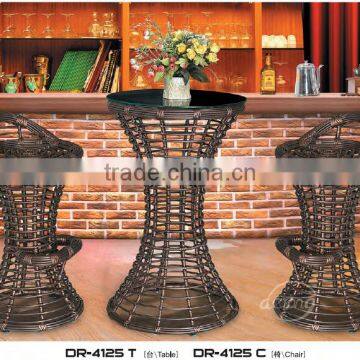 PE rattan wicker aluminum alloy frame bar table and chair set