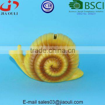 BSCI Audit Factory decorative ceramic Snail Coin Bank, kids gifts money box