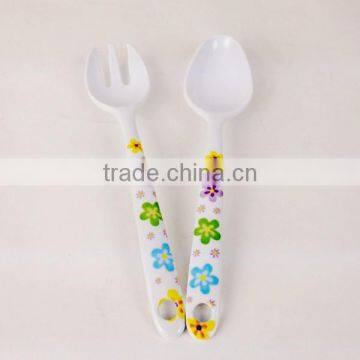 Meneed 100% Flower printing personalized melamine spaghetti fork and spoon