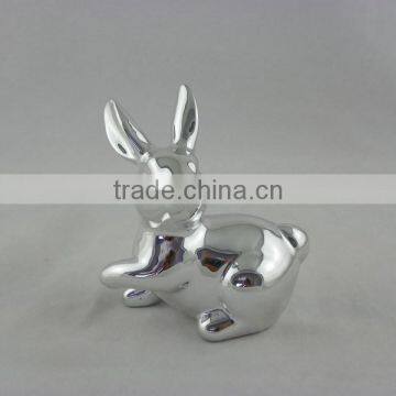 funny silver ceramic easter bunny decorations