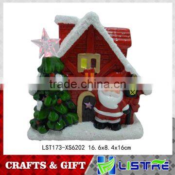 Christmas LED ceramic light house with santa