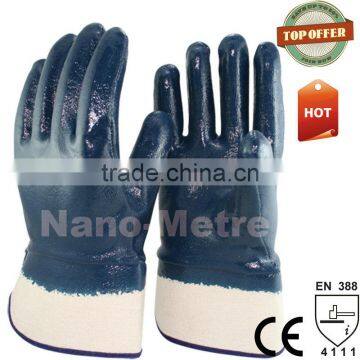 NMSAFETY heavy duty nitrile working gloves dark bule industrial nitrile glove oil resistant