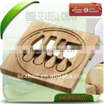 4pcs wood and stainless steel cheese knife