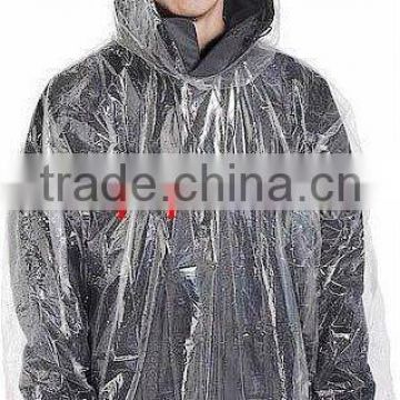 Disposable plastic poncho raincoats with long sleeves