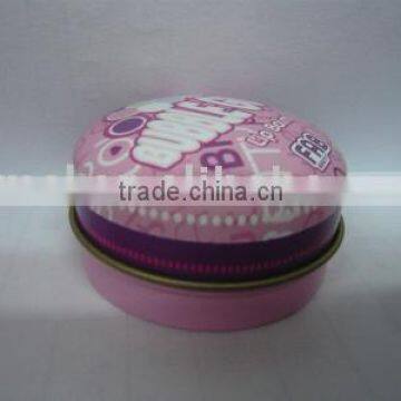 Round Tin Candy Box with Zipper Closure