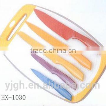 HX-1030 NON SLIP PLASTIC CUTTING BOAR WITH 6PCS KNIFE SET