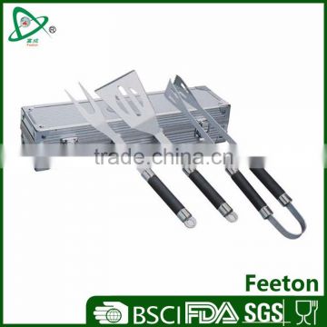 3pcs stainless steel bbq accessories with soft TPR coating handle