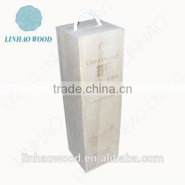 natural wooden wine box with sliding lids and handle,cheap factory supplied wooden wine box with lid