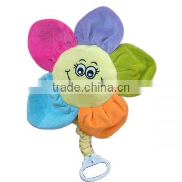 Custom soft smiling cuddly flower plush toy with musical pull string