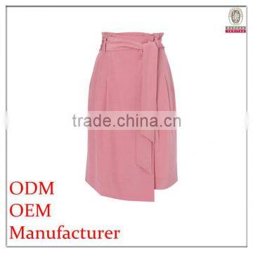 the latest fashion formal pink skirts with sash and pocket embellishment