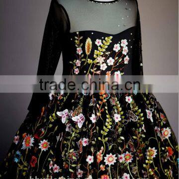 2017 New Party Embroidery Dresses Floral Flare Flower Embroidered Dresses For Girls photo-5