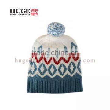 Custom Size 80%LambsWool 20%Nylon Knit Hat With Flower