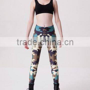 Custom Women Quick Dry and Skinny All Over Camouflage Printing Full Length Gym Tights photo-2