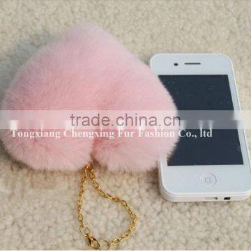 CX-A-02 Genuine Rabbit Fur Pendant Keyring ~ MIXED COLOUR