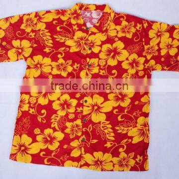 mens rayon viscose printd hawaiian shirt V1203