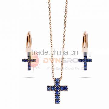 Rose Gold Plated Cross Pendant Set