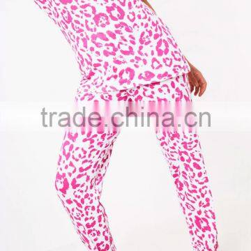 MGOO Full Print Women Long Pyjama Pink Leopard Print PJ Set Digital Print Cotton Pajamas photo-6