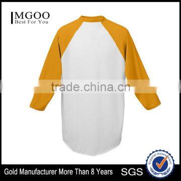 Qiuck Dry Youth Style Baseball Jersey Contrast Color Rib Knit Collar Raglan Sleeves Tee 50% Polyester 50% Cotton Jersey Tee