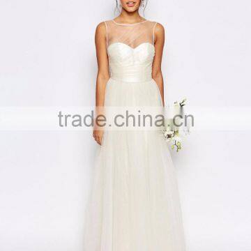 Lvory Romantic Appliques Lace Wedding Dresses A Line Bridal Grown Tulle Maxi Dress Bandeau Sleeveless photo-4