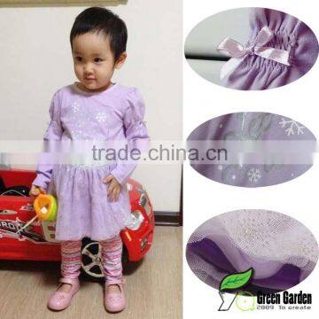 infant baby girls lilac long sleeve cotton t shirts+Legging skirts 2pcs outfits baby suits kids clothes