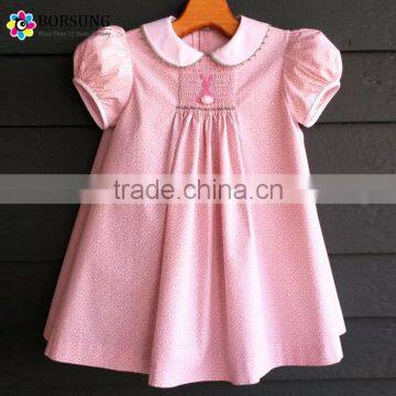 Pink Bunny Smocked Dresses Hand Smock Easter Bishop Dresses Adorable Children Frocks Designs