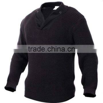Classic Style Cotton/ Acrylic/ Woolblack Mens Military Combat Sweater photo-2