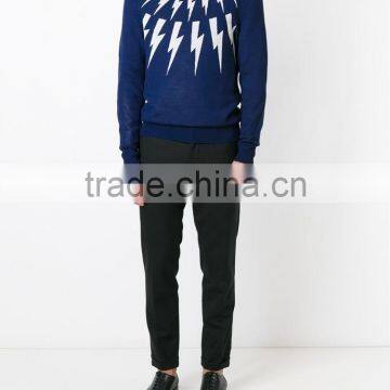 2015 lightning pattern hand intarsia knitting sweaters mans