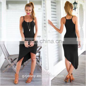 Sexy Women Cami Active Basic Black Asymmetrical Slim Fit Tube Top Dress photo-2