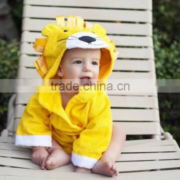 Yellow Lion Terry Cotton Hooded Bathrobe for Promotion photo-2