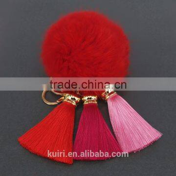 Fashion Tassel Pom Pom Fur Ball Keychain Wholesale Fur Pompoms Tassel Bag Charm 114A photo-5