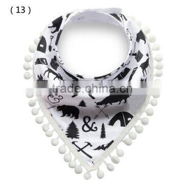 S17223A Soft Organic Cotton Baby Bandana Drool Bibs With Pom-Pom photo-4