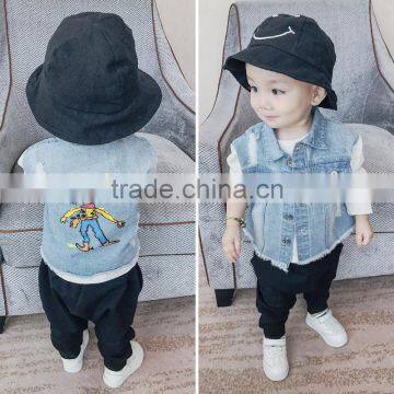 S17630A 2017 Spring Autumn Children Cartoon Coat Kids Denim Jacket photo-2