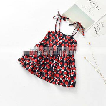 S33544W Girl Summer Clothes Floral Print Sleeveless Princess Dress photo-4