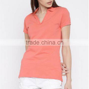 Women Short Sleeve Polo T-shirt Solid Polo Collar Shirt Wholesale China photo-3