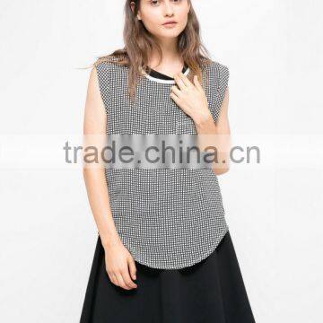 Chiffon check t-shirt china supplier