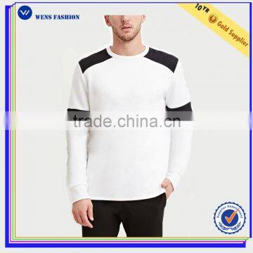 High Quality Black White Colorblocked Cotton-Blend Mens Collar Sweatshirt