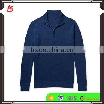 Customed Manufacturing Zipper-Up Navy Blue Sweater Men Pullover Sweater