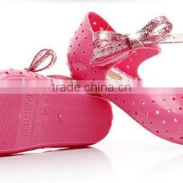 Shining Side Bow Hook and Loop Type Mini Melissa Jelly Shoes photo-6