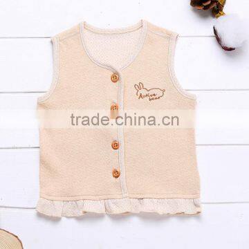 New Spring Baby Vest Natural Colored Cotton Top Unisex Cardigan Kniting Cartoon OEM Service