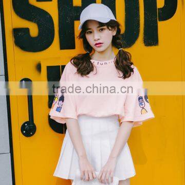 Cartoon Printing Horn Sleeves t Shirt for Women photo-2