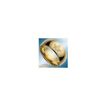 Gold Plated Dome Masonice Tungsten Ring