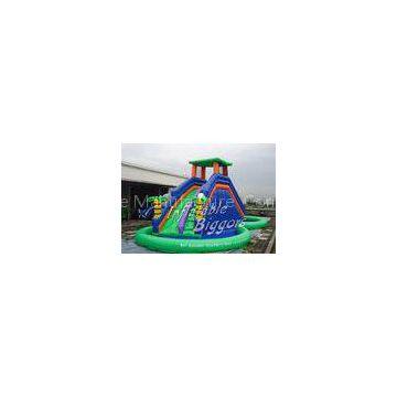 Home Party Water Pool Slide Rental Inflatable Green , Blow Up Water Slides