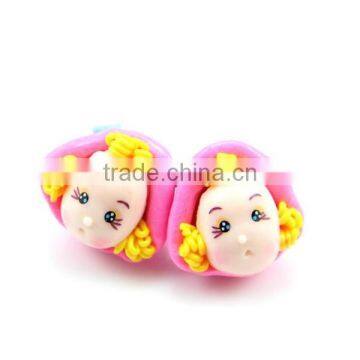 Pink Hat Yellow Hair Cute Girl Doll Polymer Clay Micropore Bead For Jewelry Making