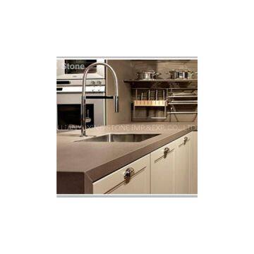 Pure Brown Quartz Kitchen Countertop