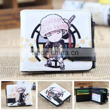 High Quality One Piece Law Cartoon Purse Snap Fastener Japanese Anime Wallet