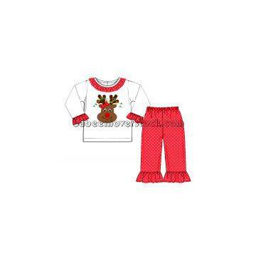 Adorable reindeer appliqued set for little girls - BB841