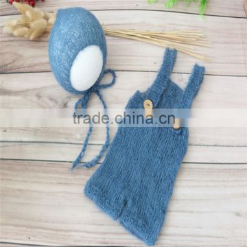 Newborn mohair romper crochet baby onesie newborn bonnet and pant full sets knit mohair romper photography porps