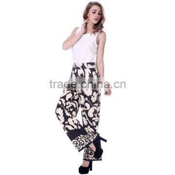 European style fashion chevron printed straight-leg pants for women