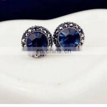 GOdbead Splendid Round Imitation Sapphire Stud Earrings Women gift bule crystal Plated round Zircon Earrings Party Jewelry